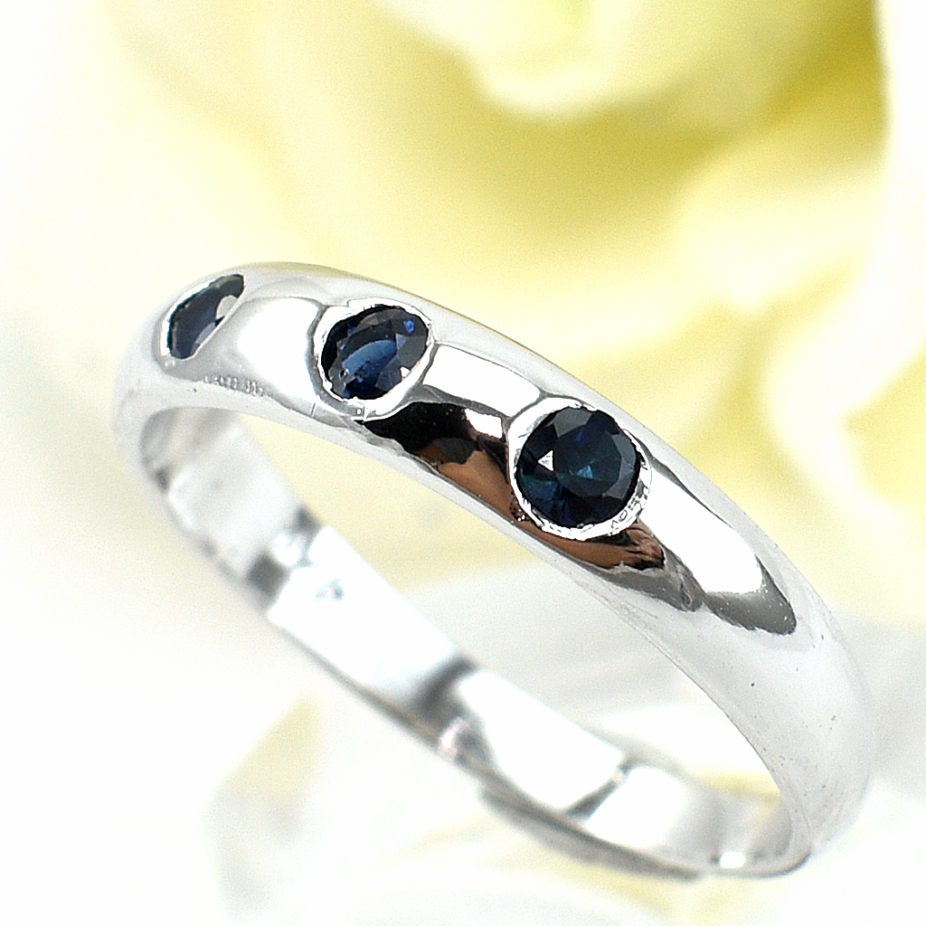 แหวนเงินแท้ราคาถูกชุบทองคำขาว ไพลินแท้ 0.285 กะรัต งานประณีตสวยงาม สั่งผลิตค่ะ