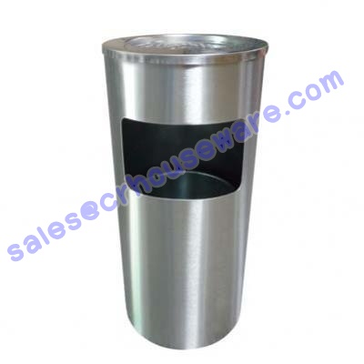 ถังขยะสแตนเลส 001-H14-002-00035 Stainless Circular Garbage Can. 001-H14-002-00035stainless Trash Bin with Ashtray,Bin Thùng rác không gỉ với gạt tàn,Bin ກະຕ່າຂີ້ເຫຍື້ອແຕນເລ,ດທີ່ມີ Ashtray,