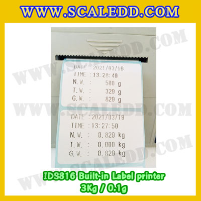 เครื่องชั่งน้ำหนักดิจิตอล พิกัดน้ำหนัก 3kg Built-in Label printer ยี่ห้อ SDS รุ่น IDS816 ค่าละเอียด 0.1g