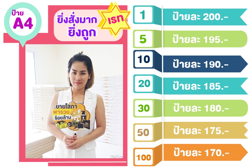 ป้าย+ขาตั้ง ขนาด a4
