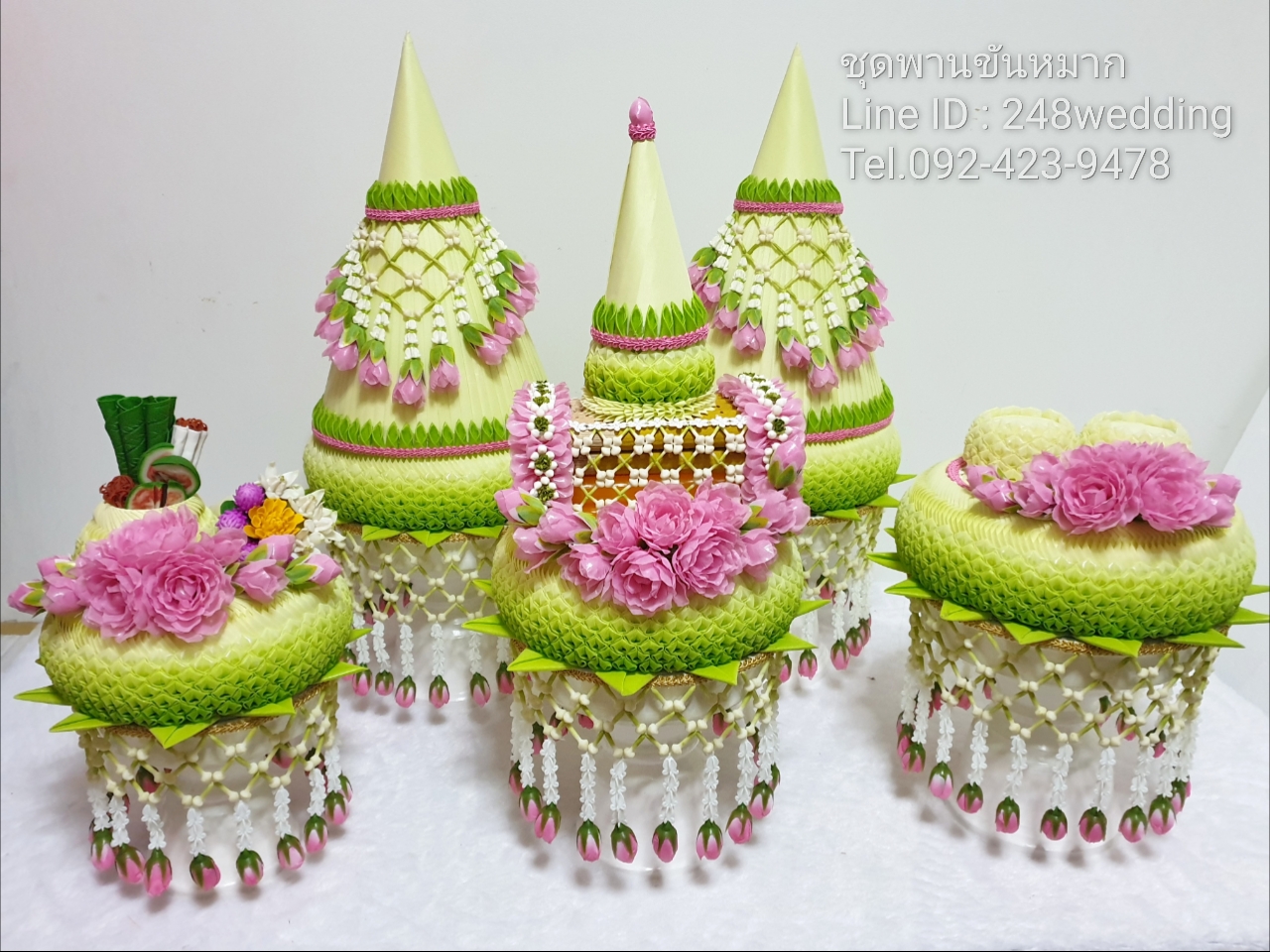 ให้เช่าพานขันหมาก (เขียวชมพู)