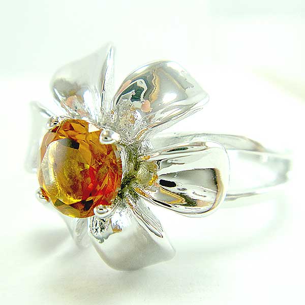 แหวนเงินแท้ราคาถูกชุบทองคำขาว ซิทรินแท้ 0.50 กะรัต งานประณีตสวยงาม สั่งผลิตค่ะ