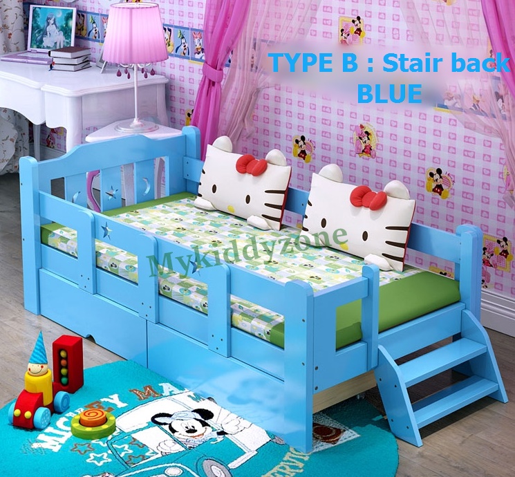 TP21004S(WDK4S) เตียงนอนไม้ เตียงเดี่ยวสำหรับเด็ก สีขาว สีฟ้า สีชมพู แบบบันไดท้าย / บันไดข้าง สำเนา