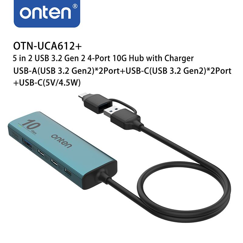 5-in2 USB 3.2 Gen 2 HUB 4-Port 10Gbps with USB-C Power Supply by Onten