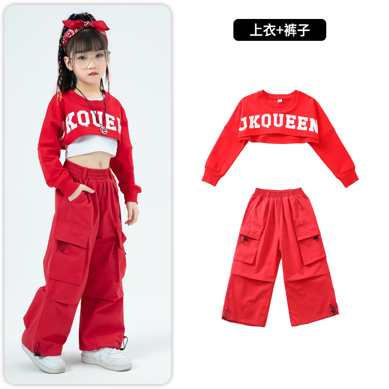 พร้อมส่ง ชุดเต้น เสื้อแขนยาว+เสื้อตัวใน+กางเกง สีดำ สีแดง