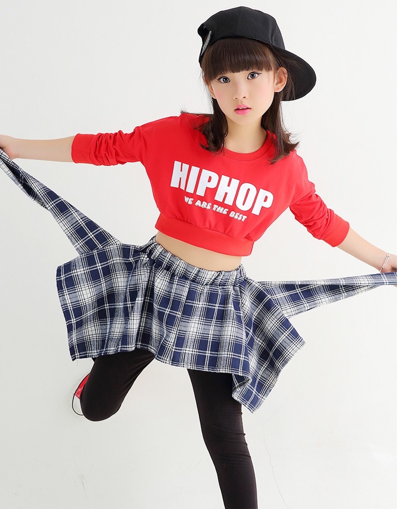 ชุดเต้น สตรีทแดนซ์ เสื้อแขนยาวดำ-แดง+กางเกงขายาว