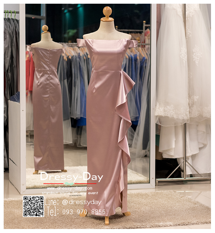 รหัส ชุดราตรียาว : PFL092 ชุดราตรียาว สีชมพู/โรสโกลด์ ไหล่เปาด เข้ารูป เล็กระบายด้านข้าง ผ่าด้านข้างสุดเซ็กซี่ เหมาะใส่ออกงานกลางคืน งานแต่งงาน งานกาล่าดินเนอร์ งานเลี้ยง งานพรอม งานรับกระบี่