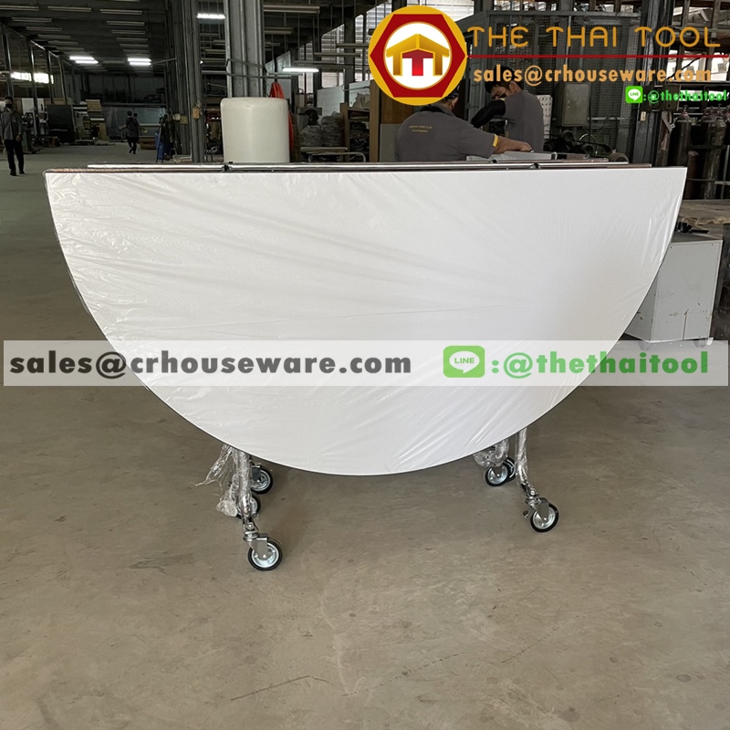 โต๊ะพับหน้าโฟไม้ก้าขาว-กลม 180 ซม. 72 " รหัส 015-TFR-72