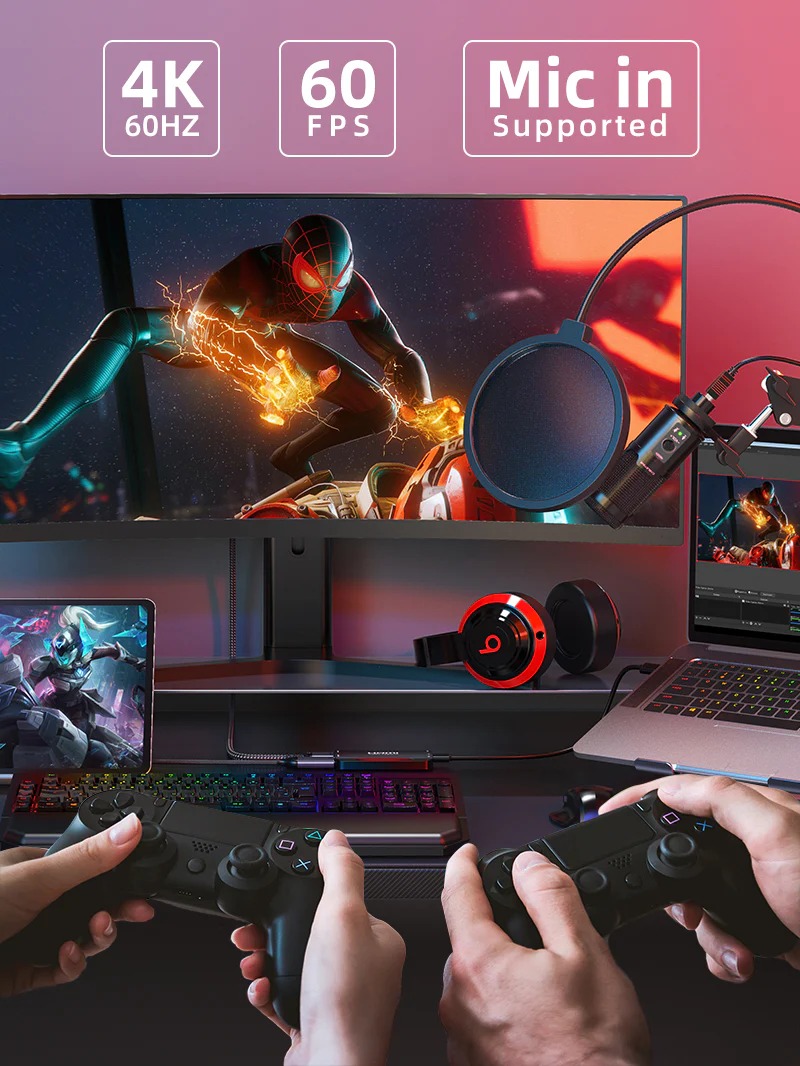 4K Ultra HDMI Video Capture Card Device for Live Streaming Output 1080P 60Hz by Cabletime