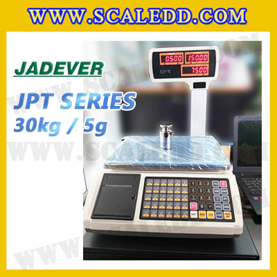 เครื่องชั่งดิจิตอล30กิโลกรัมมีปริ้น ยี่ห้อ JADEVER รุ่น JPT Series ความละเอียด0.005kg (ผ่านตรวจรับรองจากสำนักงานกลางชั่งตวงวัด)