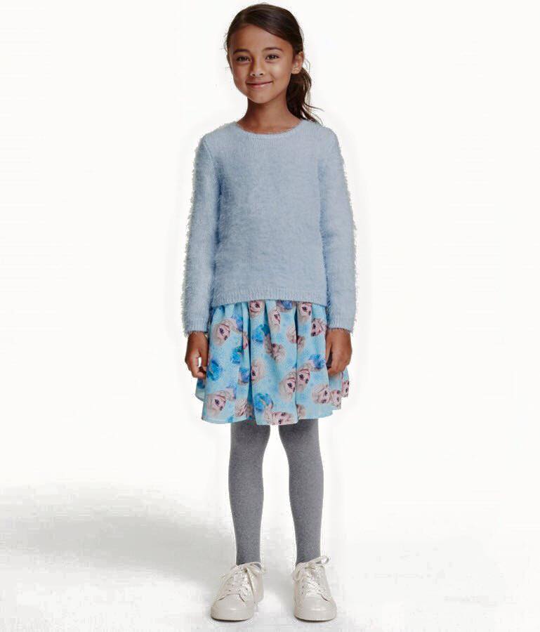 F กระโปรงเด็ก ลายโฟเซ่น สีฟ้า