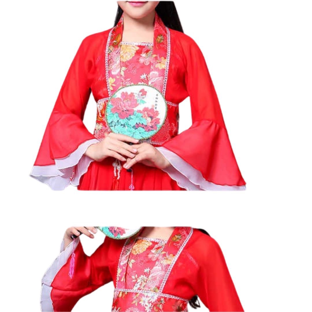 พร้อมส่ง ชุดจีน กี่เพ้า จีนโบราณ เดรสยาวแขนระบายขาว