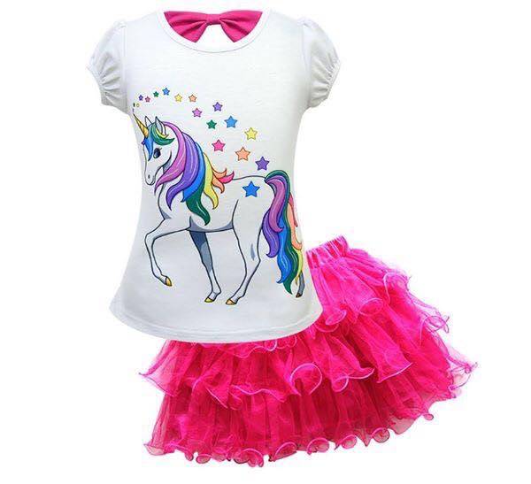 พร้อมส่ง ชุดเดรสแขนกุดลายยูนิคอน LOL สีชมพู