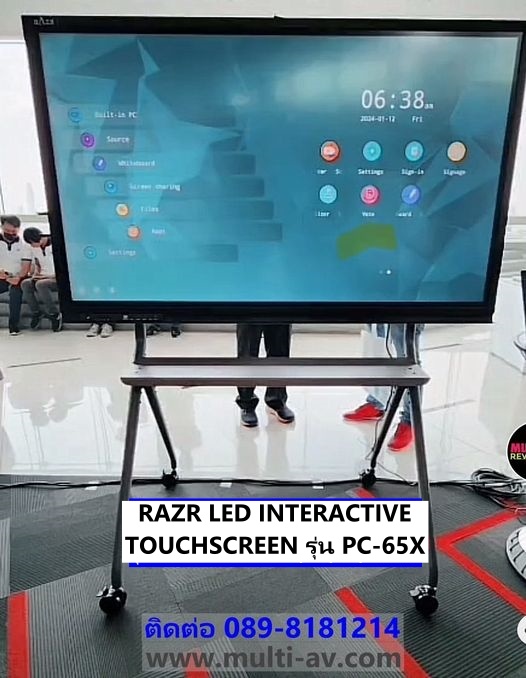 RAZR LED INTERACTIVE TOUCHSCREEN รุ่น PC-65X ขนาด 65นิ้ว จอแอลอีดี ทัชสกรีน ความละเอียด 3840x2160 พิกเซล(4K)ความคมชัด 1200:1 ความสว่าง 450cd/m2 รองรับการทัชสกรีน 20จุด มีลำโพงขนาด 20 วัตต์ x2 window/Android