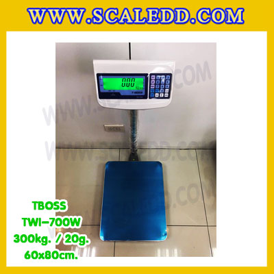 เครื่องชั่งน้ำหนัก300กิโลกรัม เครื่องชั่งน้ำหนัก300kg เครื่องชั่งดิจิตอล300kg เครื่องชั่งตั้งพื้น ตาชั่ง300kg ความละเอียด 20g ขนาดแท่นชั่ง60*80cm ยี่ห้อ TBOSS รุ่น TWI-700W (เครื่องชั่งผ่านตรวจรับรองจากสำนักชั่งตวงวัด)