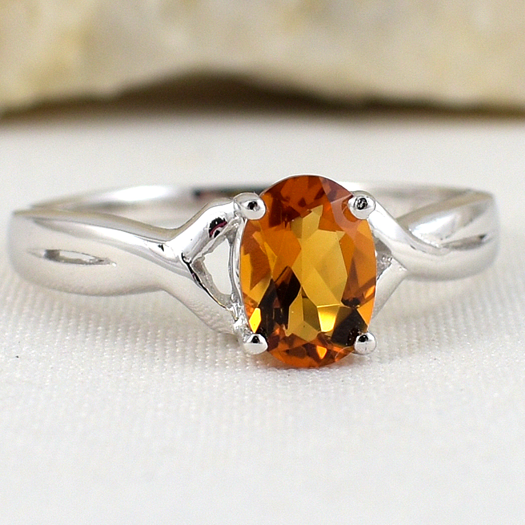 แหวนเงินแท้ราคาถูกชุบทองคำขาว ซิทรินแท้ 0.95 กะรัต งานประณีตสวยงาม สั่งผลิตค่ะ