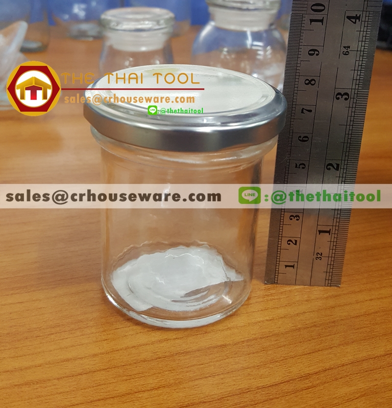 ขวดโหล ฝาเงิน 120 มล. รหัส : 005-J907 Glass bottle with silver lid 120 ml. Code : 005-J907