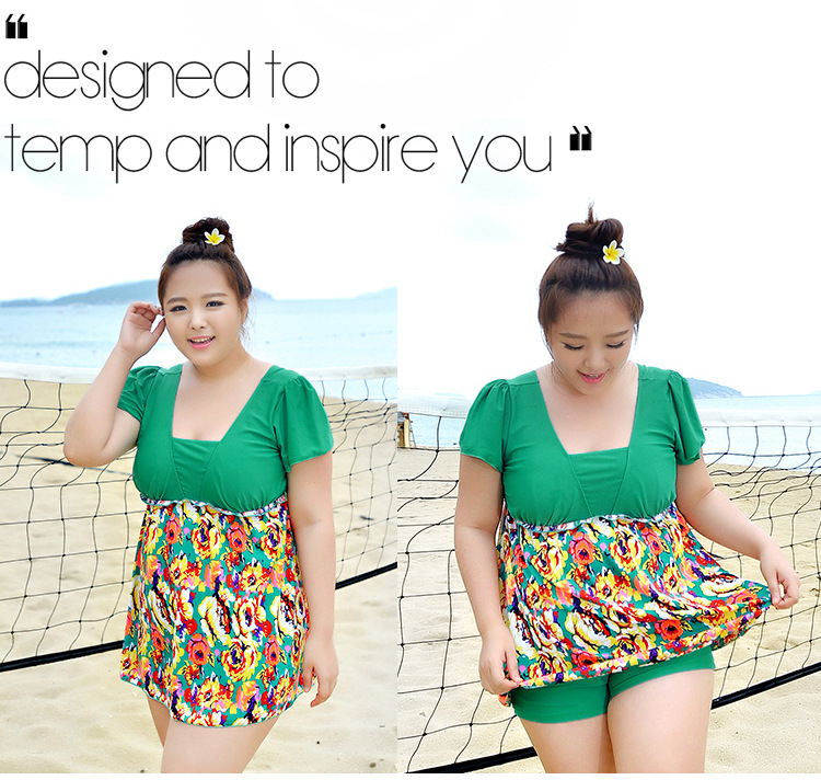 ชุดว่ายน้ำคนอ้วน 4xl สีเขียว ต่อผ้าลาย แยกชิ้น เสื้อ + กางเกง เสื้อ รอบอก 40-46 กางเกง เอว 34-40 สะโพก 42-50 นิ้ว สวยมากค่ะ ยืดได้ เนื้อผ้าดีค่ะ