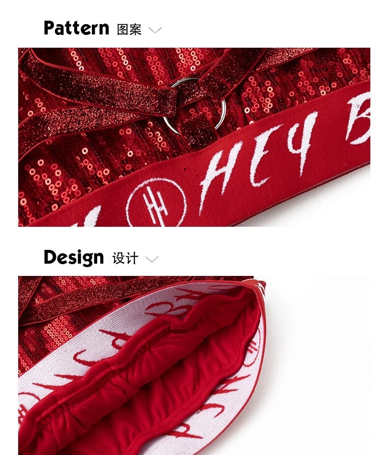 พร้อมส่ง ชุดเต้น เสื้อกล้าม+กางเกงกระโปรง ปักเลื่อม