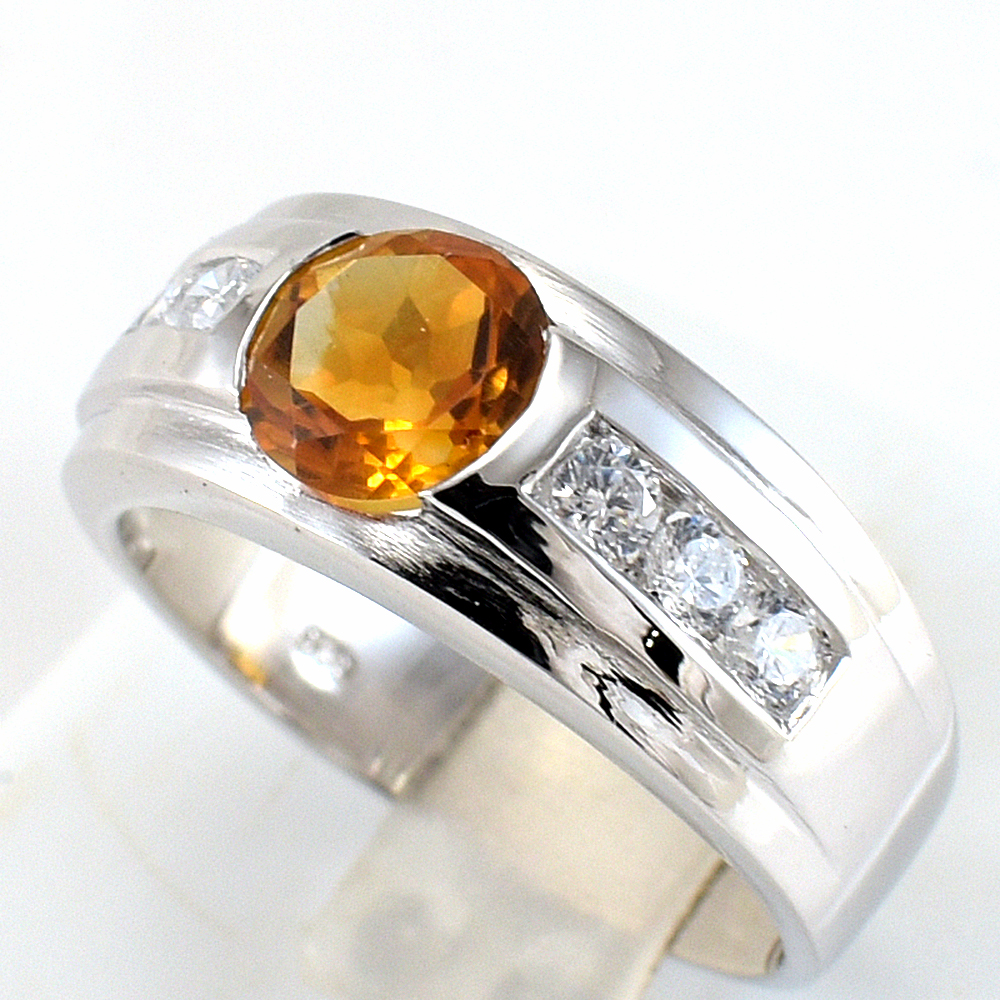 แหวนเงินแท้ราคาถูกชุบทองคำขาว ซิทรินแท้ 1.55 กะรัต งานประณีตสวยงาม สั่งผลิตค่ะ