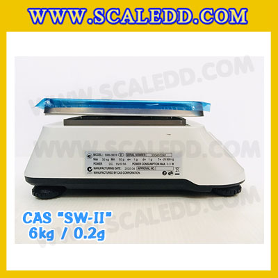 เครื่องชั่งน้ำหนักดิจิตอล พิกัดน้ำหนัก 6กิโลกรัม ยี่ห้อ CAS รุ่น SW-II ความละเอียด 0.2g (เครื่องชั่งผ่านตรวจรับรองจากสำนักชั่งตวงวัด)