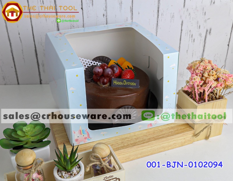 กล่องเค้ก 2 ปอนด์ ลาย ยูนิคอร์นบลู หน้าต่างวีเชฟ รหัสสินค้า 001-BJN-0102094