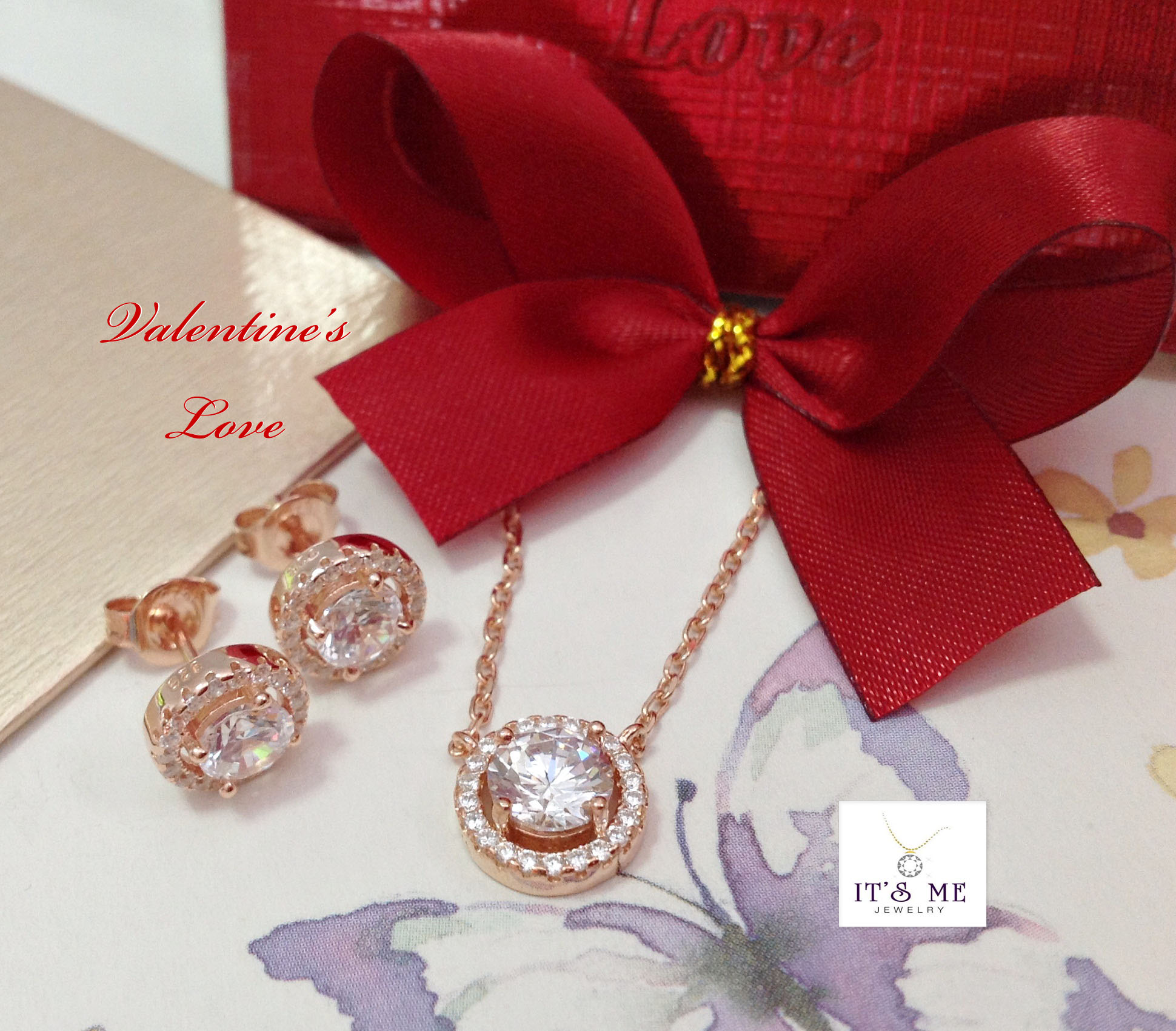 Valentine's Love สร้อยเงินแท้ พร้อมจี้หัวประดับเพชร cz
