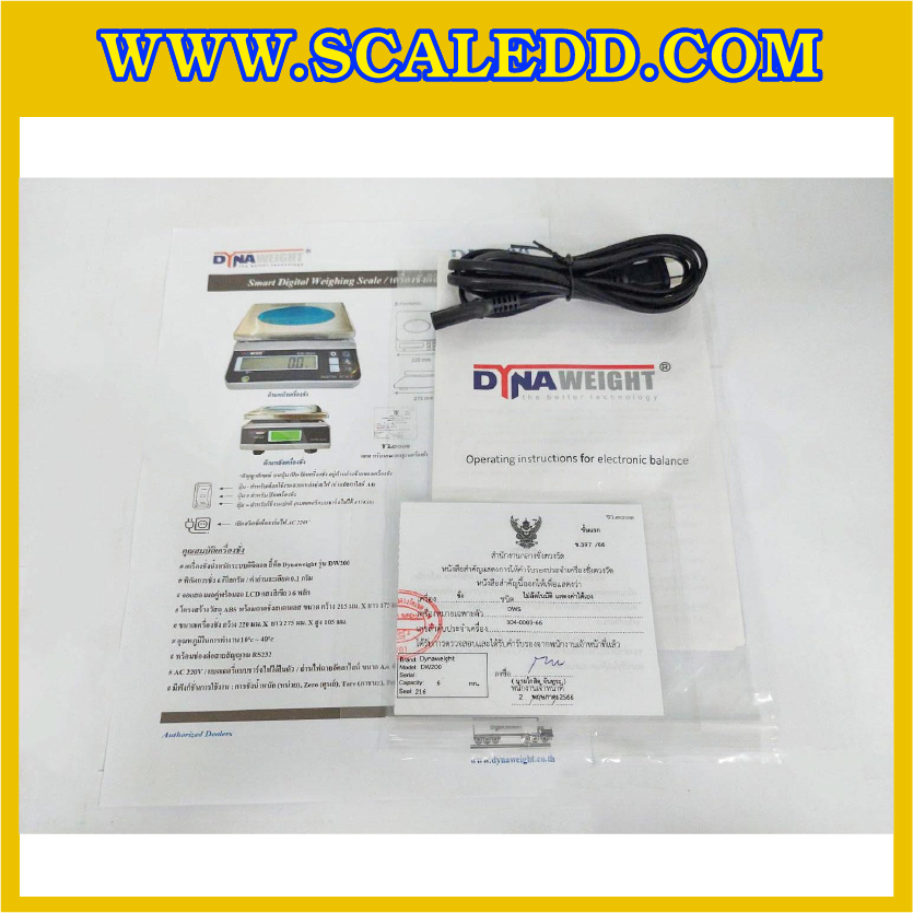 เครื่องชั่งนับจำนวน6kg เครื่องชั่งดิจิตอลจำนวนเฉพาะ พิกัดน้ำหนัก 6kg ค่าละเอียด 0.1g ยี่ห้อ Dynaweight รุ่น DW200 (เครื่องชั่งผ่านตรวจรับรองจากสำนักชั่งตวงวัด)