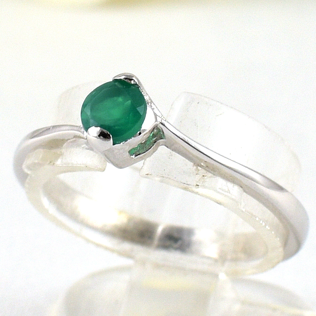 แหวนเงินแท้ราคาถูกชุบทองคำขาว พลอยแท้กรีนอะเกท 0.35 กะรัต งานประณีตสวยงาม สั่งผลิตค่ะ