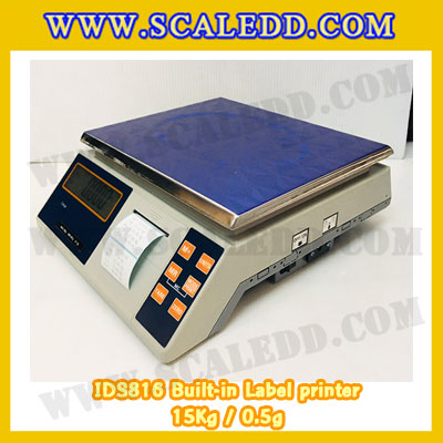 เครื่องชั่งน้ำหนักดิจิตอล พิกัดน้ำหนัก 15kg ยี่ห้อ SDS รุ่น IDS816 ค่าละเอียด 0.5g Built-in Label printer