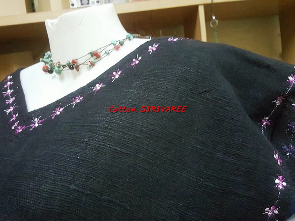 SIRIVAREE,SIVA Thai Cotton 100%, Polo shirt and hand embroidery By Cotton SIRIVAREE Top Thai Brand White, black ,blue ,the sugar L,XL
