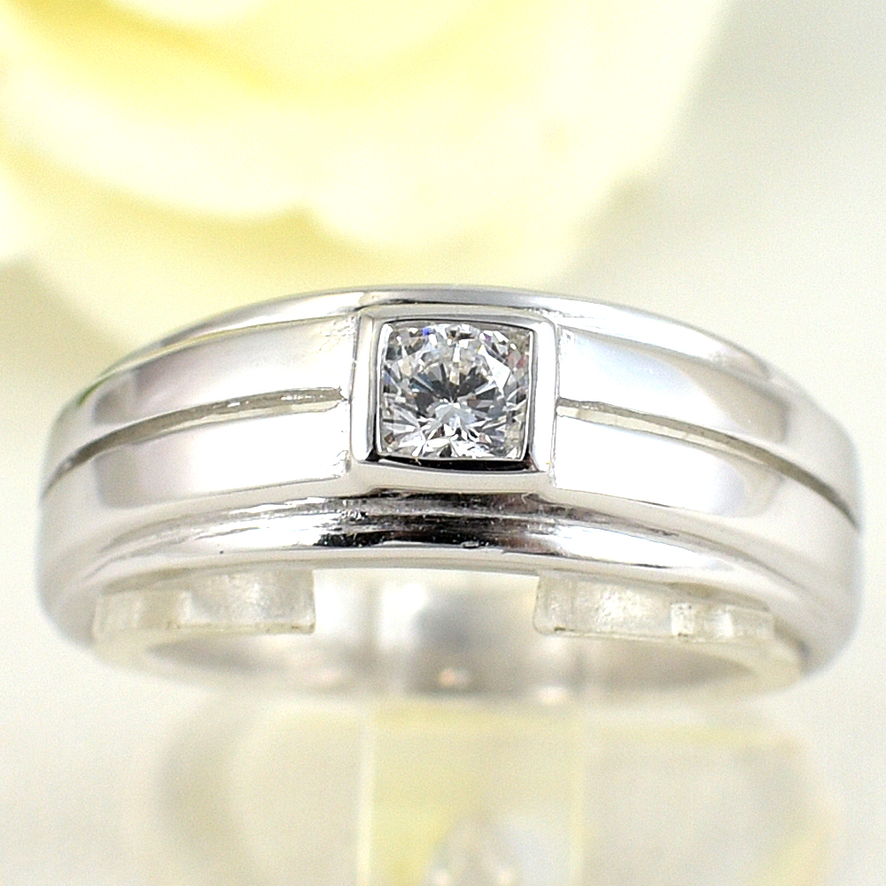 แหวนเงินแท้ราคาถูกชุบทองคำขาว เพชรCZแท้ 0.25 กะรัต งานประณีตสวยงาม สั่งผลิตค่ะ