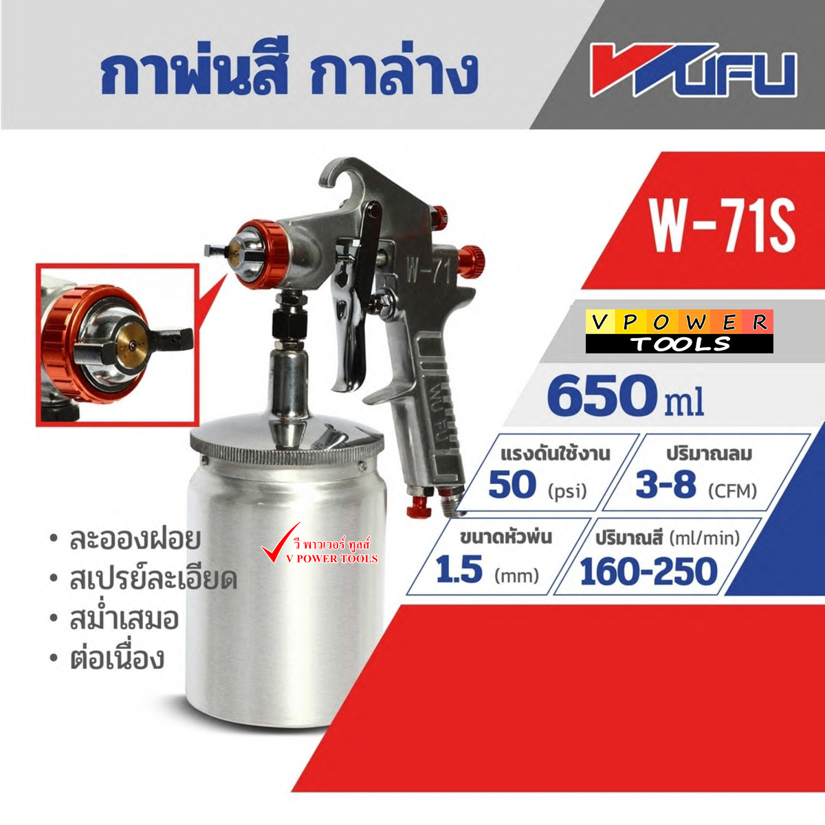 WUFU W-71S กาพ่นสี กาล่าง จุ 650 มม.