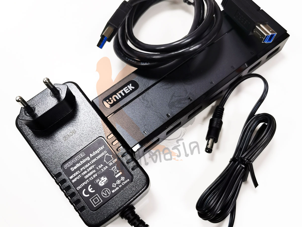 USB3.0 5Gbps HUB 7 Port + Adapter 12V/3A by Unitek