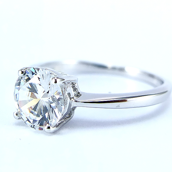 แหวนเงินแท้ราคาถูกชุบทองคำขาว เพชรCZแท้ 1.25 กะรัต งานประณีตสวยงาม สั่งผลิตค่ะ