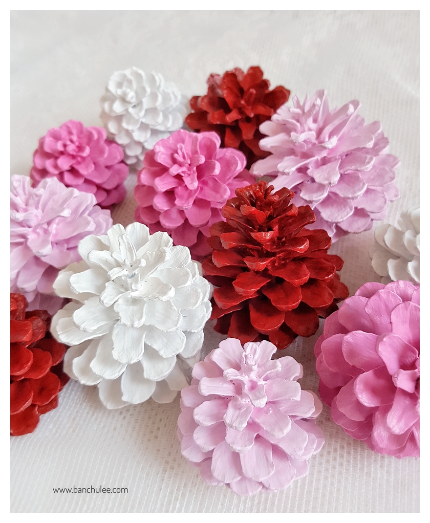 Painted Pine Cone ลูกสนธรรมชาติ ทาสีอะครีลิคสำหรับงานไม้