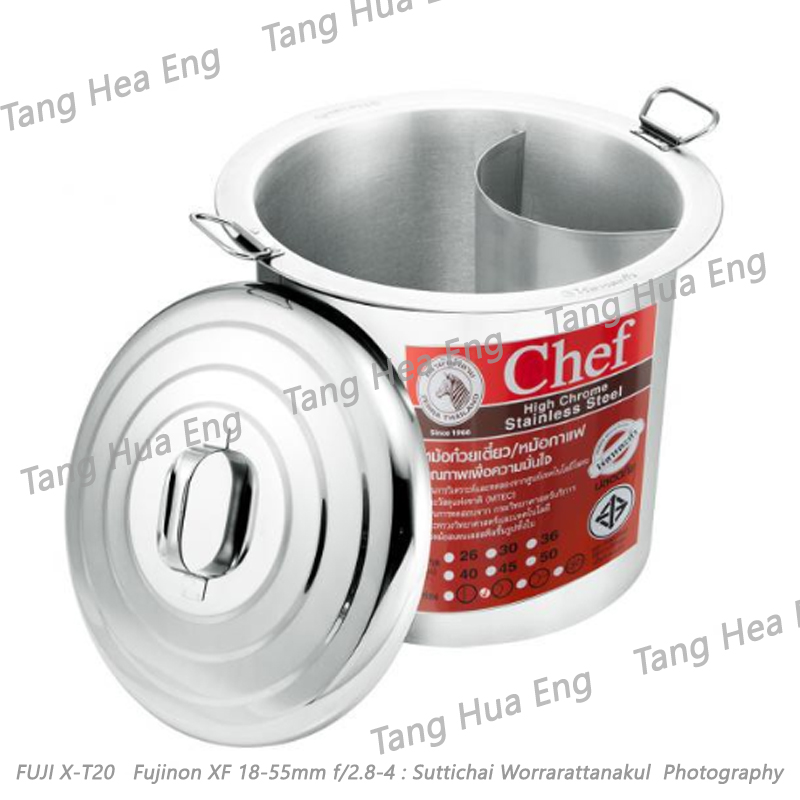 หม้อก๋วยเตี๋ยวสเตนเลส 40 ซม. 2 ช่องโค้ง ตราหัวม้าลาย ( 40/2 )