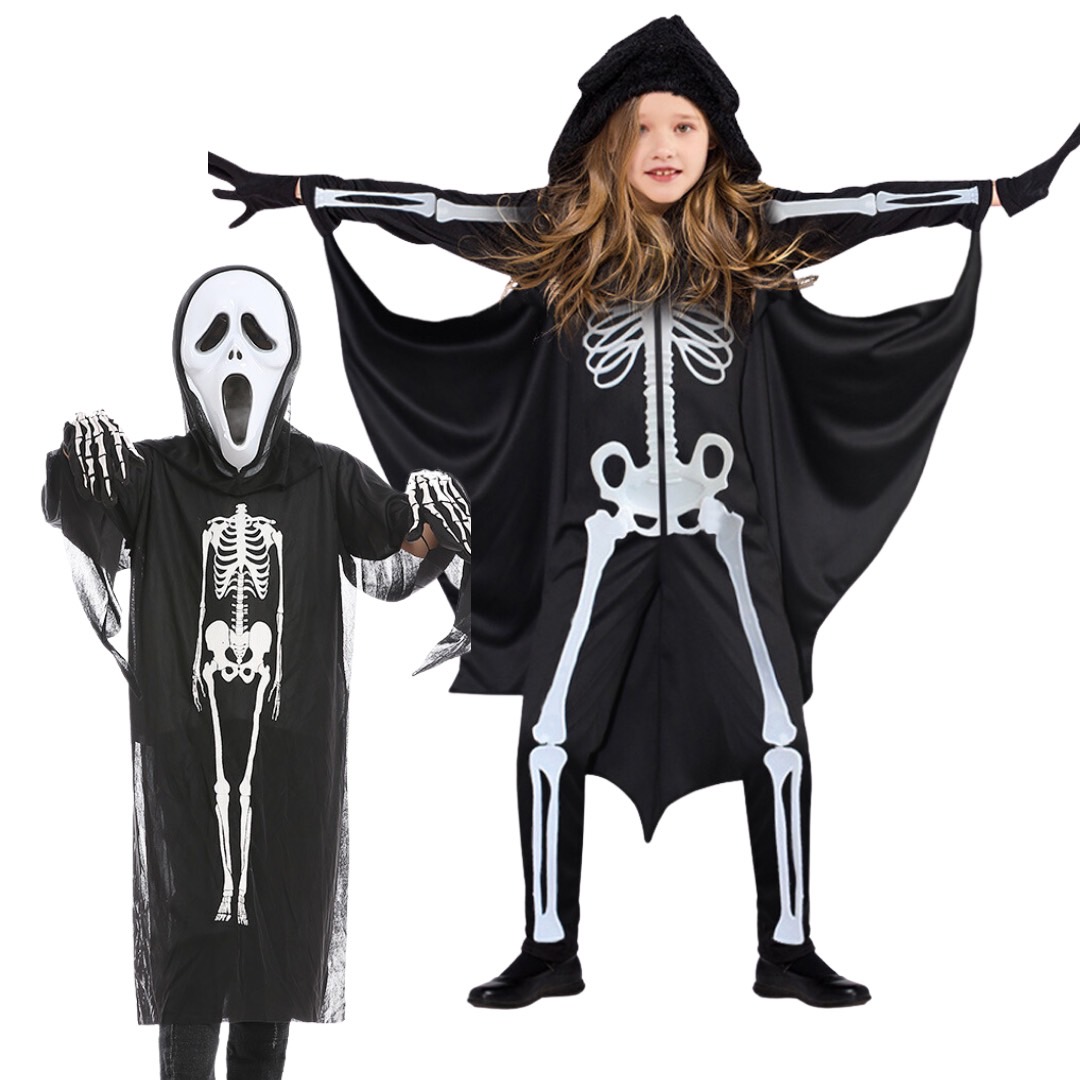 friendly4kid พร้อมส่ง ชุดฮาโลวีน haloween โครงกระดูก ผ้าคลุม