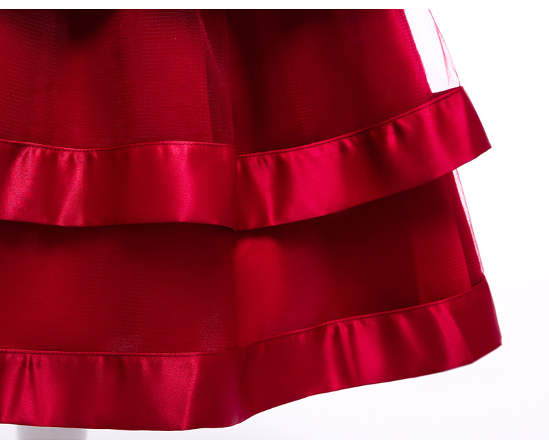 ชุดออกงานเด็ก เดรสระบายชั้น แต่งขนนก