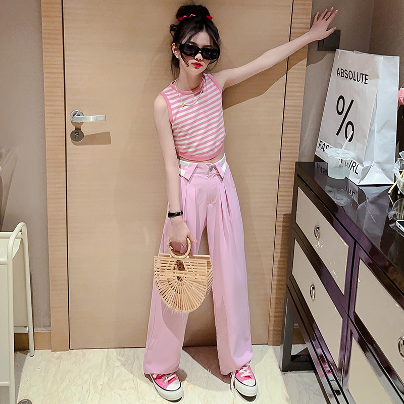 ชุดเต้น ชุดแดนซ์ ชุดลำลอง เสื้อกล้ามลาย+กางเกงเอวพับ