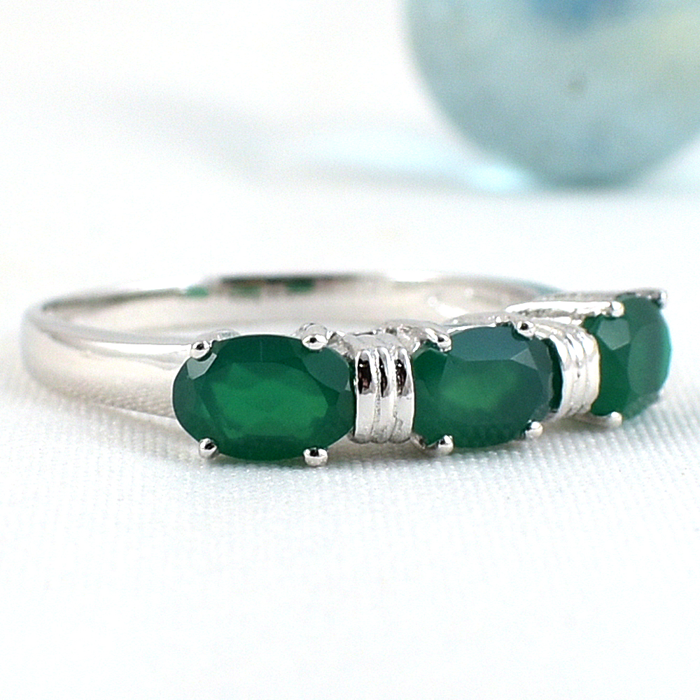 แหวนเงินแท้ราคาถูกชุบทองคำขาว พลอยแท้กรีนอะเกท 1.26 กะรัต งานประณีตสวยงาม สั่งผลิตค่ะ