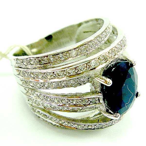 แหวนเงินแท้ราคาถูกชุบทองคำขาว ไพลินแท้ 3.35 กะรัต เพชรCZ 0.882 กะรัต งานประณีตสวยงาม สั่งผลิตค่ะ