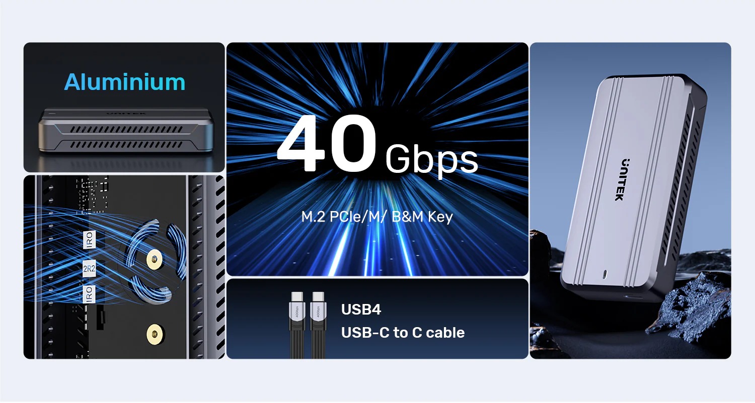 Enclosure M.2 NVMe USB4 40Gbps SolidForce Reefer TurboCool