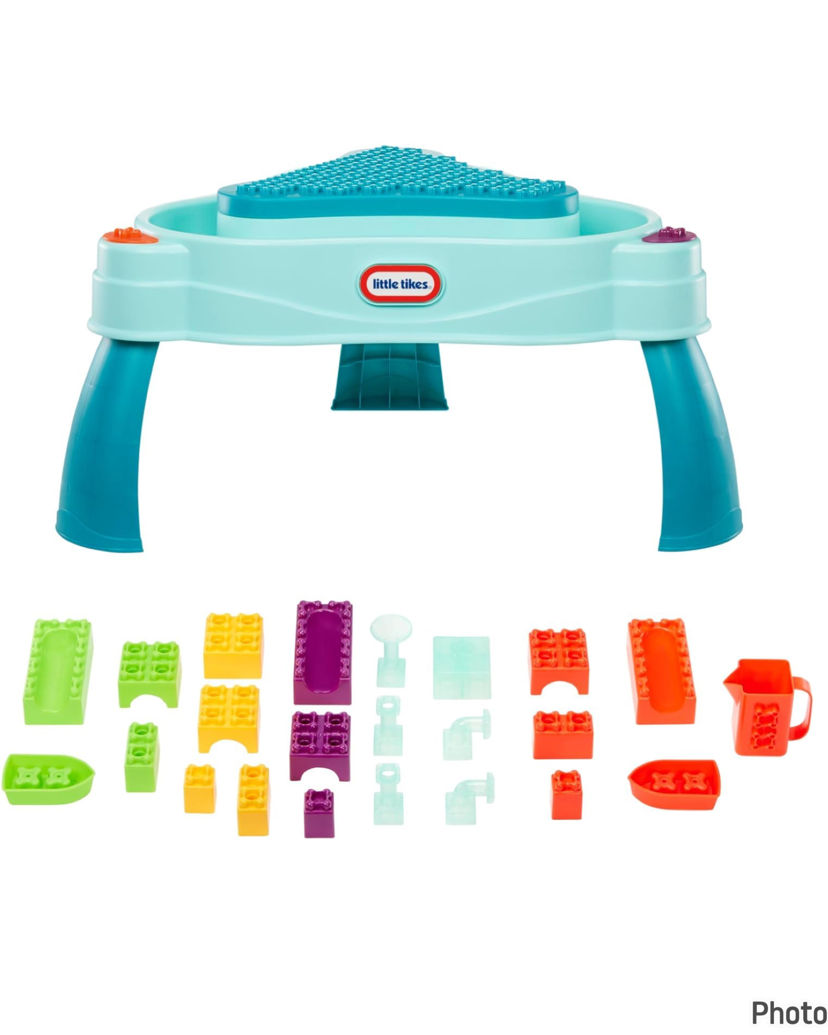 โต๊ะน้ำและโต๊ะต่อตัวต่อ Little Tikes Build & Splash - Water Table with 25-Piece Accessories