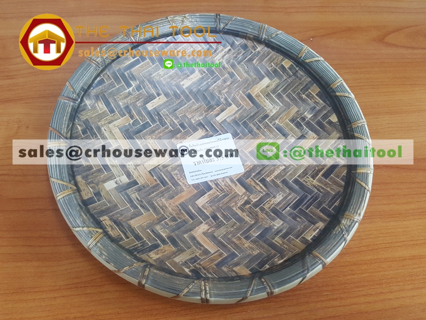 ถาดกลม 10 นิ้ว ลายไม้สาน รหัส : NK13809-11 Melamine tray round shape weave design 10 inches. Code : NK13809-11