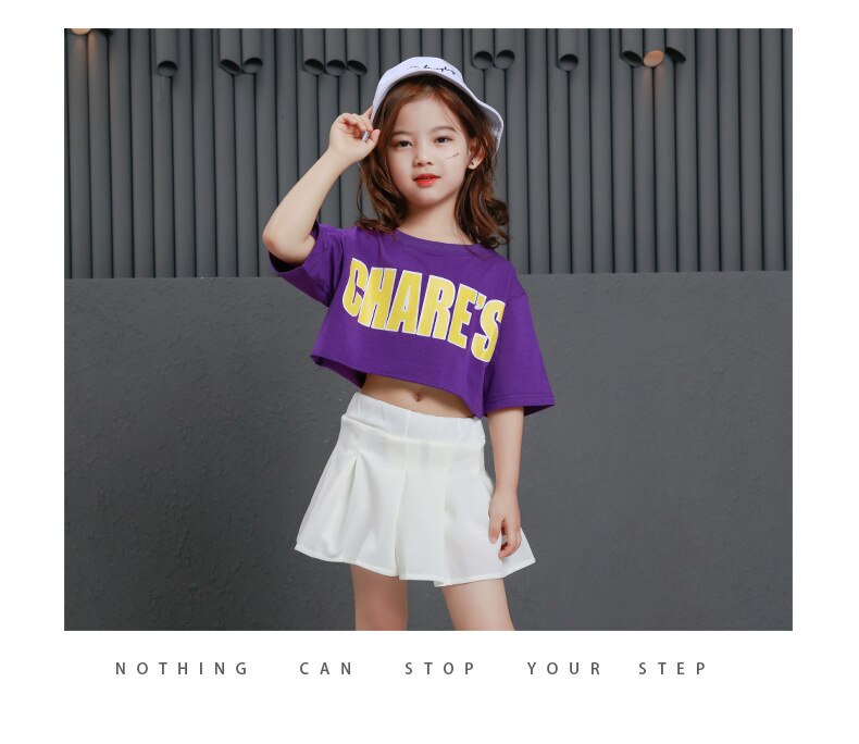 พร้อมส่ง ชุดเต้น ชุดหรีดเดอร์ ชุดเชียร์ เสื้อแขนสั้น+กระโปรงขาว