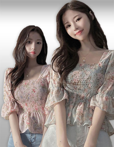 เสื้อแฟชั่นใส่ออกงานลายสวยหวาน มี2สี รหัส 2417