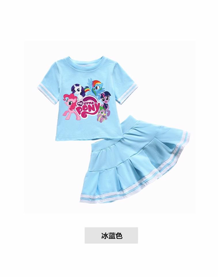 ชุดเด็ก ลายการ์ตูน โพนี่ ทรงสั้นกระโปรงระบาย