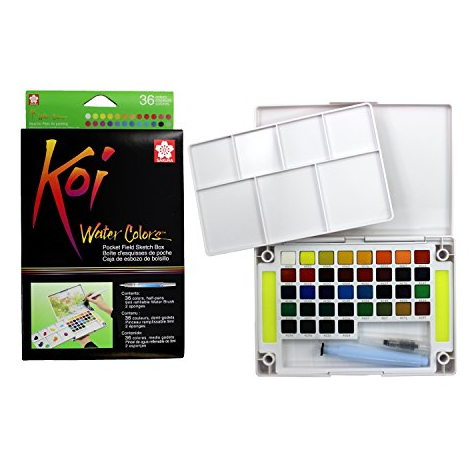 ชุดสีน้ำ Koi 36สี + พู่กันแทงค์