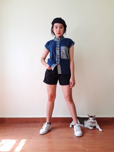 เสื้อผ้าฝ้ายฮัม1 ย้อมครามไทยเทห์ไม่ทำลายสิ่งแวดล้อม สีน้ำเงิน น้ำตาล ดำ และม่วงเข็ม M L XL XXL